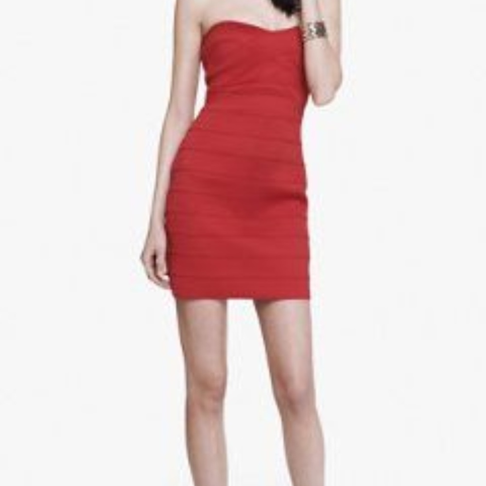 Strapless Red Bandage Mini Dress From Express